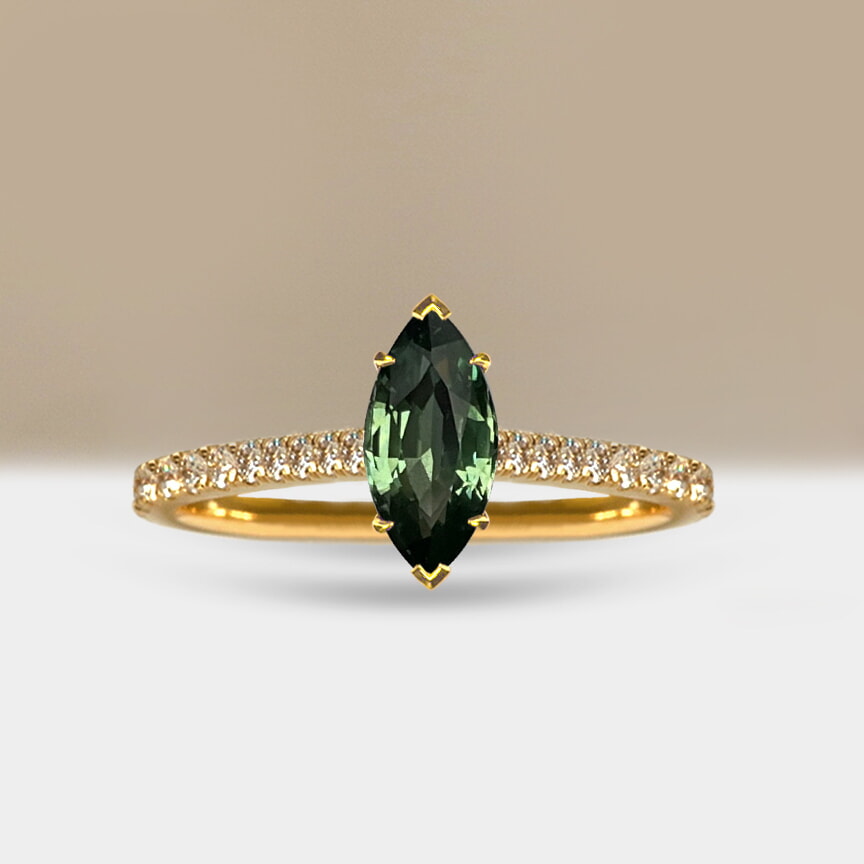 Marquise green sapphire engagement ring